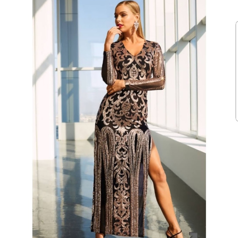 Stunning Long Gold Evening Gown